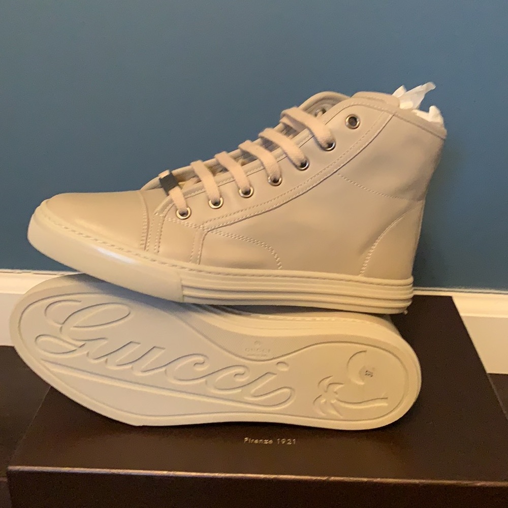 NEW Gucci MiroSoft Mystic White Leather Sneakers‎